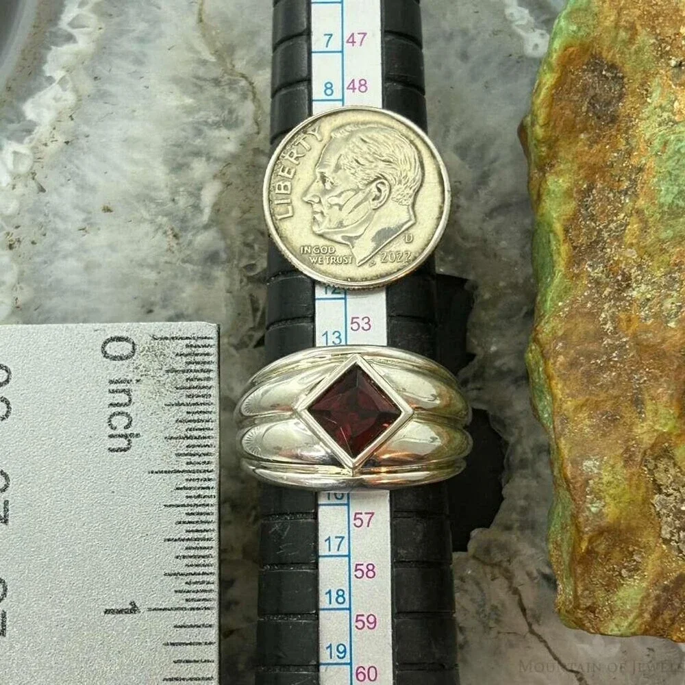 Carolyn Pollack Sterling Silver Faceted Garnet Decorated Ring For Women